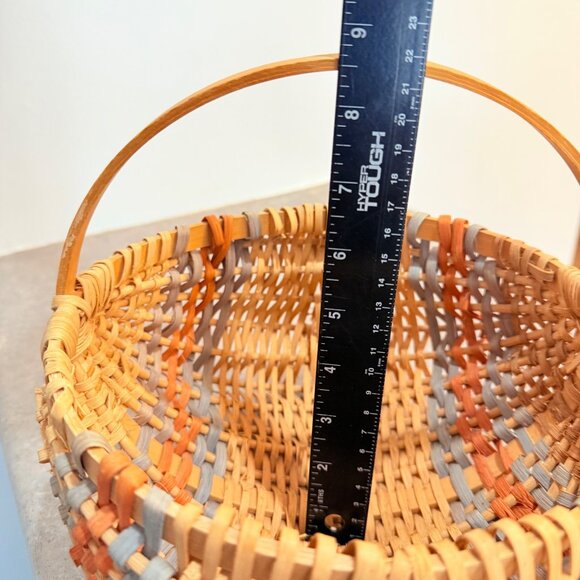 Rustic Wicker Egg Basket Decorative Handle Multicolor Farmhouse Country Style - Picture 10 of 13